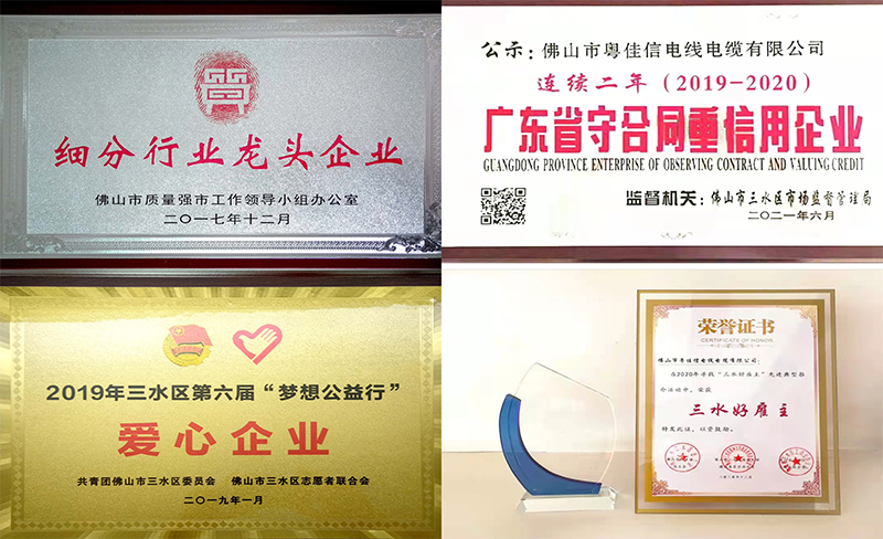 禪誠電纜榮譽證書 禪誠電纜榮譽證書
