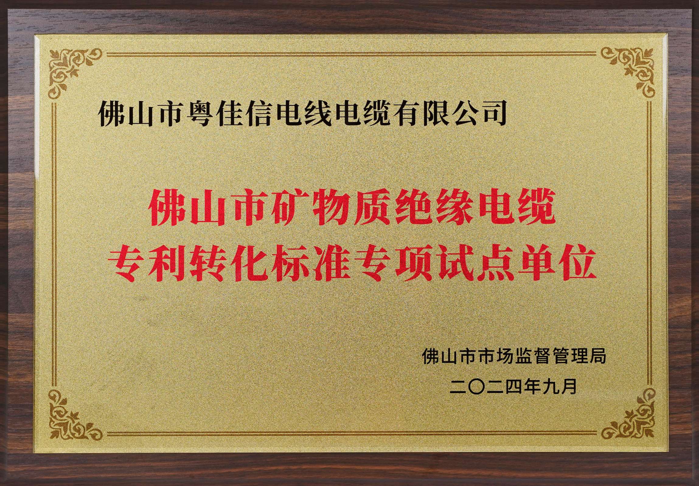 佛山市礦物質(zhì)絕緣電纜專利轉(zhuǎn)化標準專項試點單位(1) 佛山市礦物質(zhì)絕緣電纜專利轉(zhuǎn)化標準專項試點單位(1)